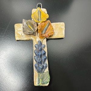 Handmade Wall Cross with Flowers